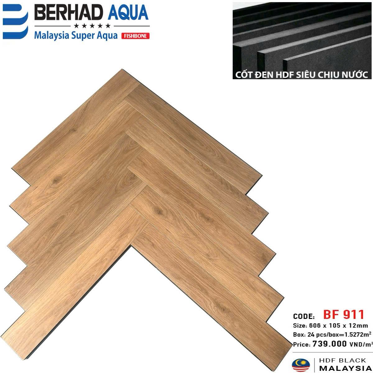 Sàn gỗ xương cá cốt đen BF911 - Nhập khẩu Malaysia