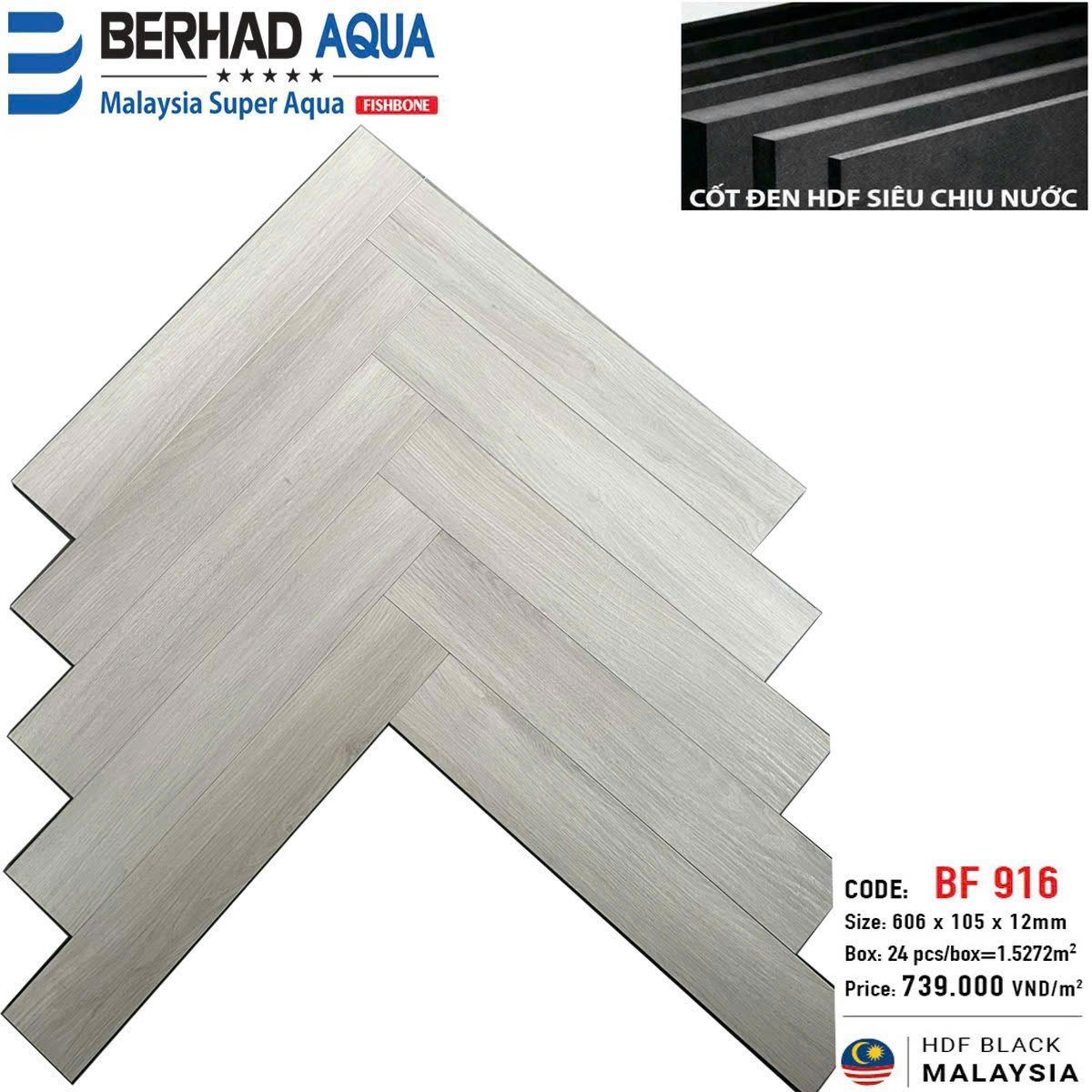 Sàn gỗ xương cá cốt đen BF916 - Nhập khẩu Malaysia