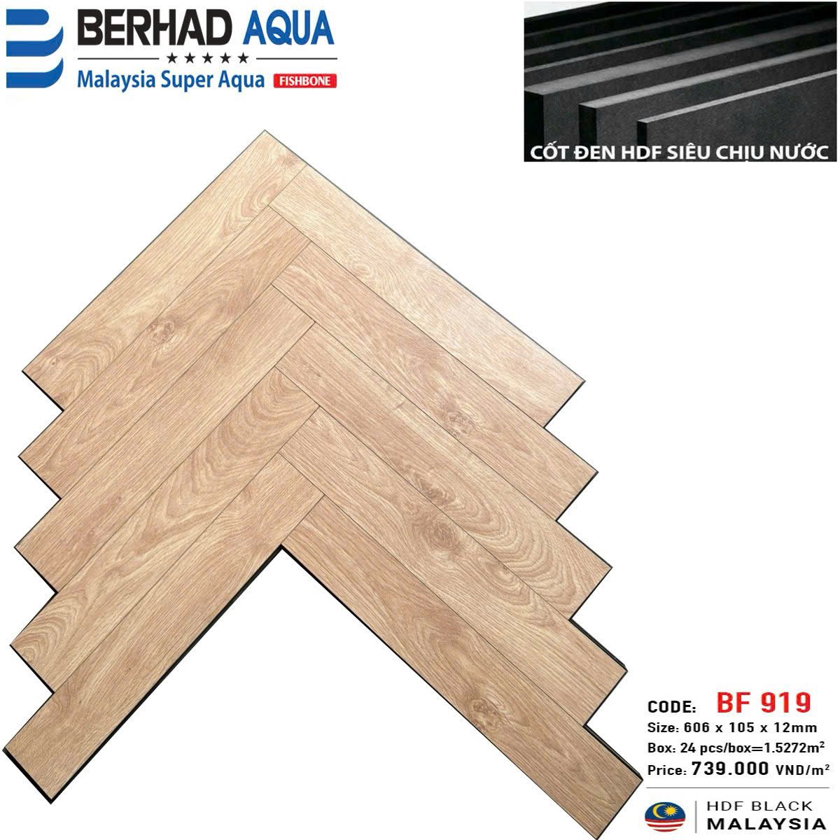 Sàn gỗ xương cá cốt đen BF919 - Nhập khẩu Malaysia
